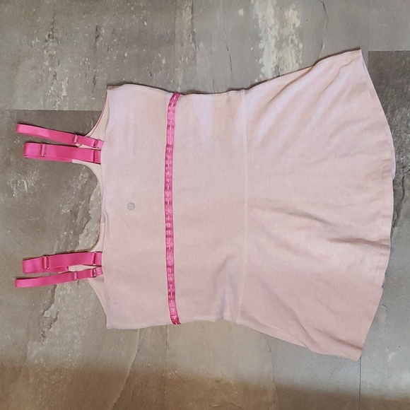Lululemon MOVE double strap tank top. Stetchy. Built in bra. Pink. Size 10. - Picture 2 of 11